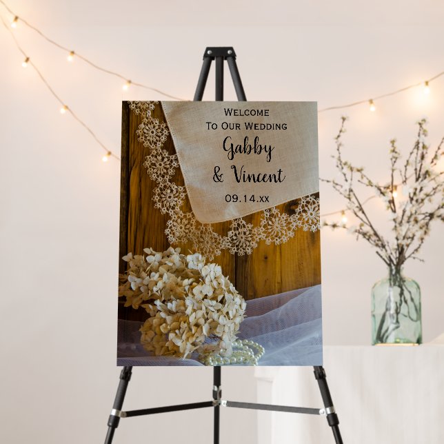 Country Lace and Flowers Barn Wedding Foam Board (In Situ (Stand))