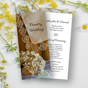 Country Lace and Flowers Barn Wedding Program