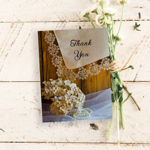 Country Lace and Flowers Barn Wedding Thank You Postcard