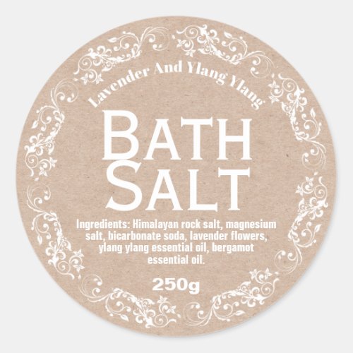 Country Lace And Kraft Bath Salt Soak Labels