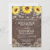Country Lace and Sunflowers Wedding Invitations (Front)