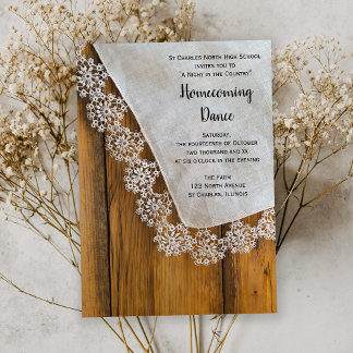 Country Lace Barn Party Homecoming Dance Invitation