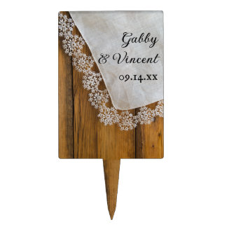 Country Lace Barn Wedding Cake Topper