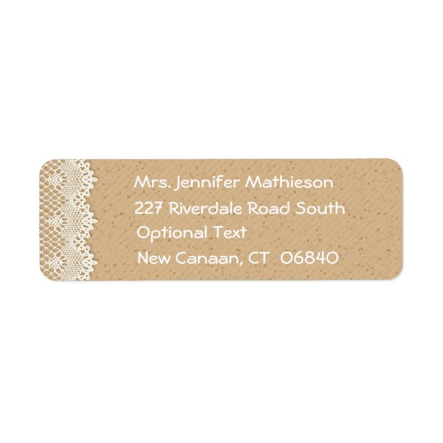 Country Lace Brown & White Rustic Return Address Label (Front)