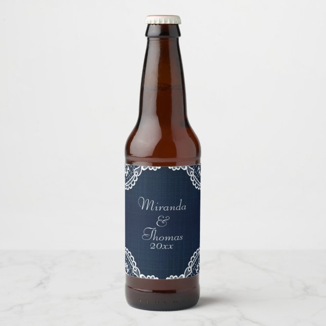 Country Lace & Denim Beer Bottle Label (Front)