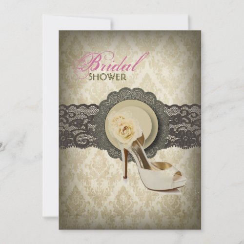 Country lace floral damask vintage Bridal Shower Invitation