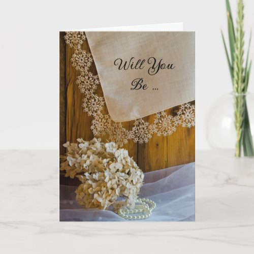 Country Lace Flowers Will You Be My Bridesmaid Invitation