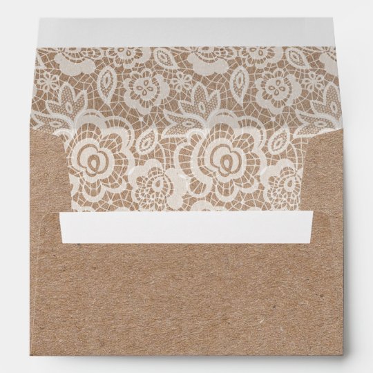 Country Lace Kraft Wedding Invitation Envelopes