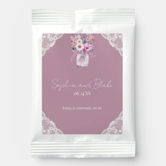 Country Lace Mason Jar Pink Lemonade Drink Mix (Front)