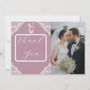 Country Lace Mason Jar Pink Thank You Card