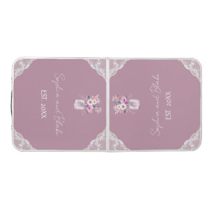 Country Lace Mason Jar Pink Wedding Beer Pong Table