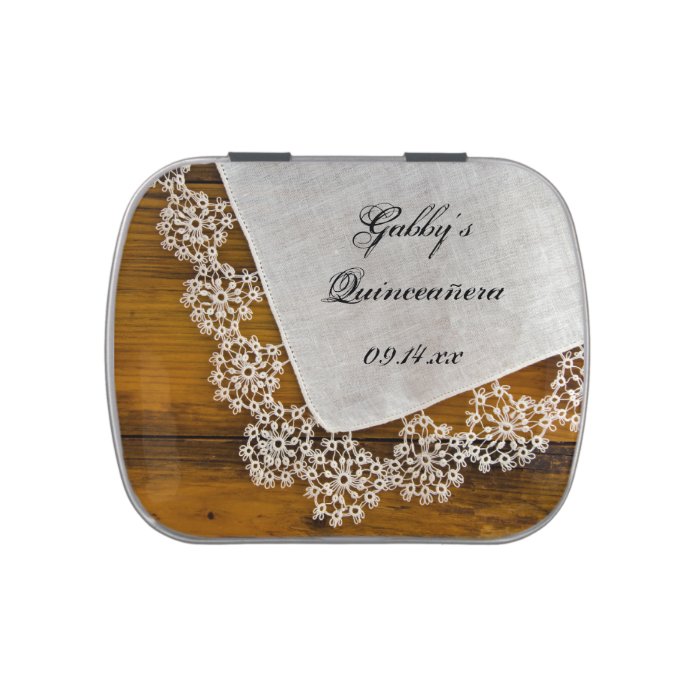Country Lace Quinceanera Favor Candy Tin