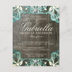 Country Lace Rustic Graduation Photo Invite