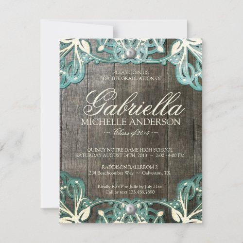 Country Lace Rustic Graduation Photo Invite