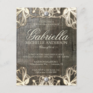 Country Lace Rustic Graduation Photo Invite