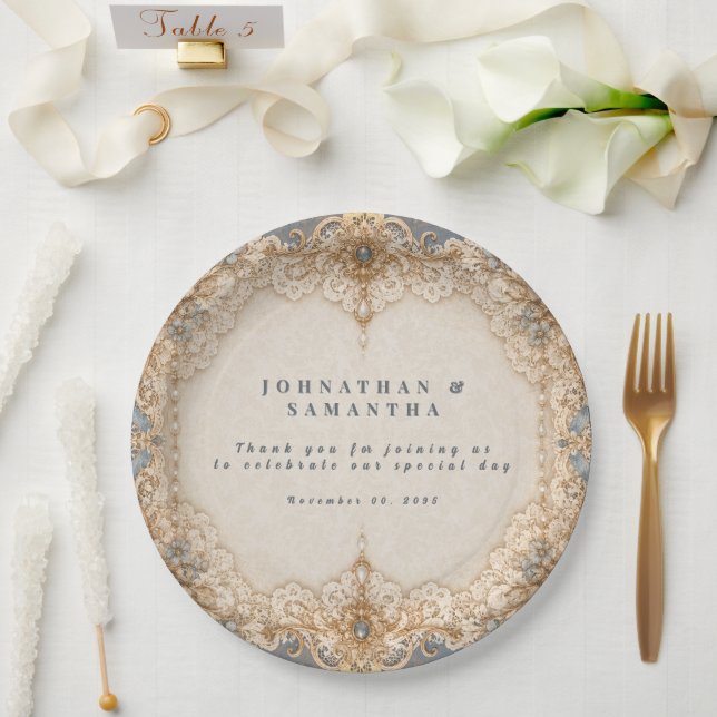 Country lace vintage doiley theme  paper plates (Wedding)