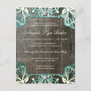 Country Lace Wood Rustic Baby Shower Invite