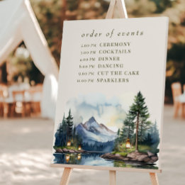 Country Lake Twilight Wedding Order of Events Foam Board