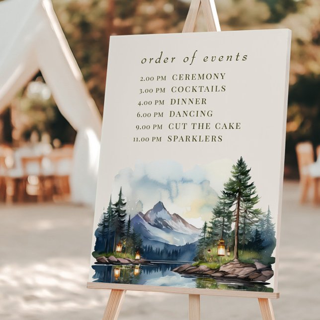 Country Lake Twilight Wedding Order of Events Foam Board (Order of Events wedding sign  from the Country Lake wedding collection by Darling & May)