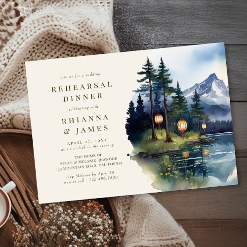 Country Lake Twilight Wedding Rehearsal Dinner