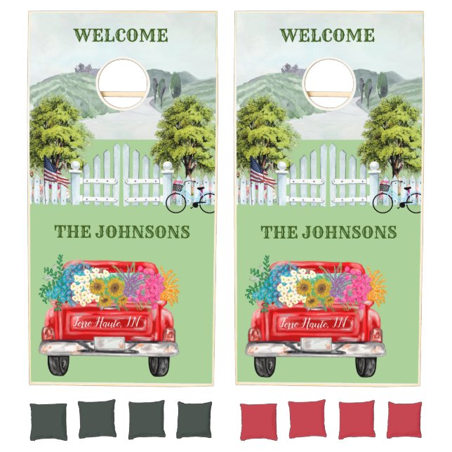 Country Landscape Flag Flowers City State Name Cornhole Set (Set)