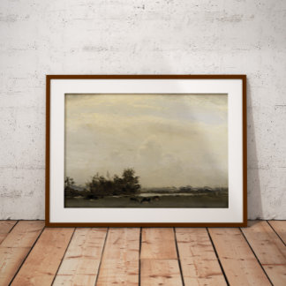 Country Landscape Painting Vintage Moody Wall Art