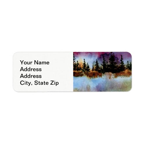 Country landscapes and scenic views pines fog label