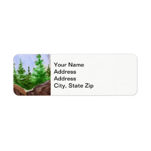 Country landscapes clear sky summer rocks pine. label