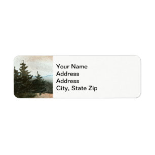 Country landscapes scenic pine meadows. label