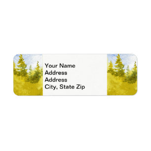 Country landscapes scenic views spring pine tree. label