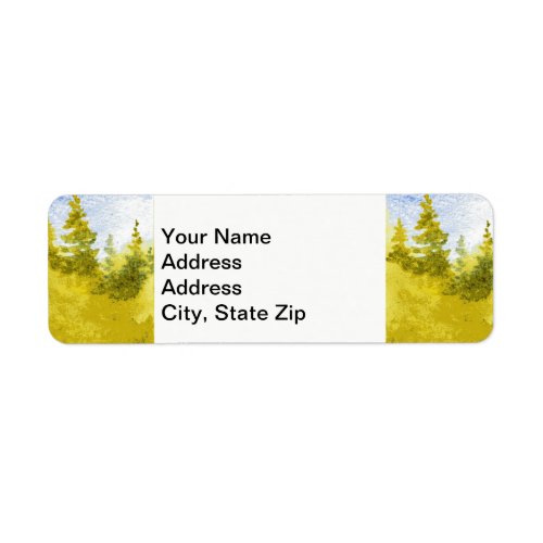 Country landscapes scenic views  spring pine tree label