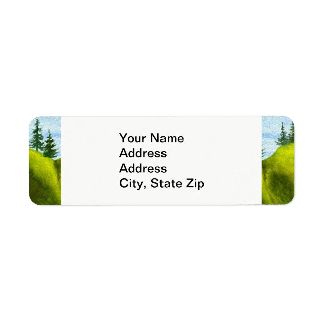 Country landscapes spring sky green pines hills. label (Front)