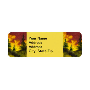 Country landscapes sunrise sunset pine tree cliff. label
