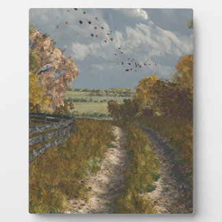 Country Lane in Fall Plaque