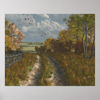 Country Lane in Fall  Poster