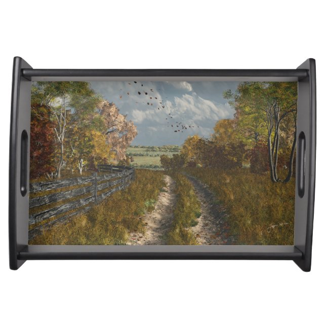 Country Lane in Fall Serving Tray (Front)
