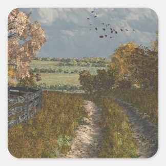 Country Lane in Fall Square Sticker
