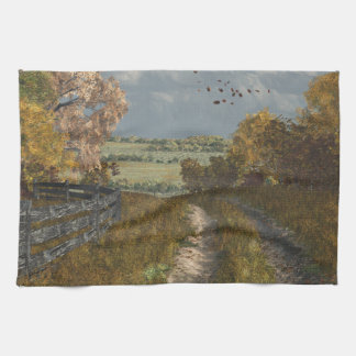Country Lane in Fall Towel