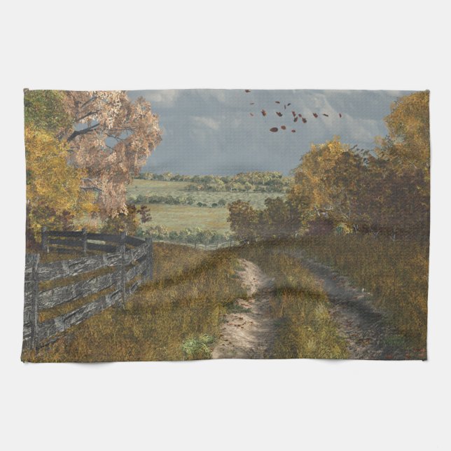 Country Lane in Fall Towel (Horizontal)
