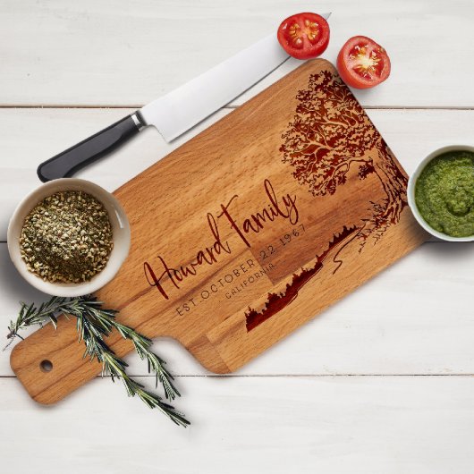 Country Lane Solid Wood Paddle Cutting Board (Front)