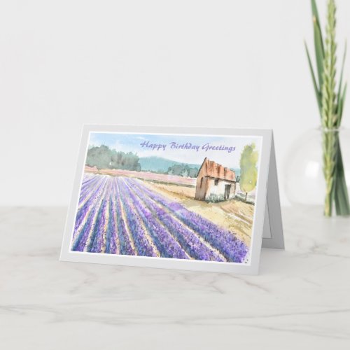 Country Lavender Field Happy Birthday Card