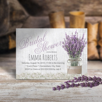 Country Lavender Floral Mason Jar Bridal Shower Invitation by myinvitation at Zazzle