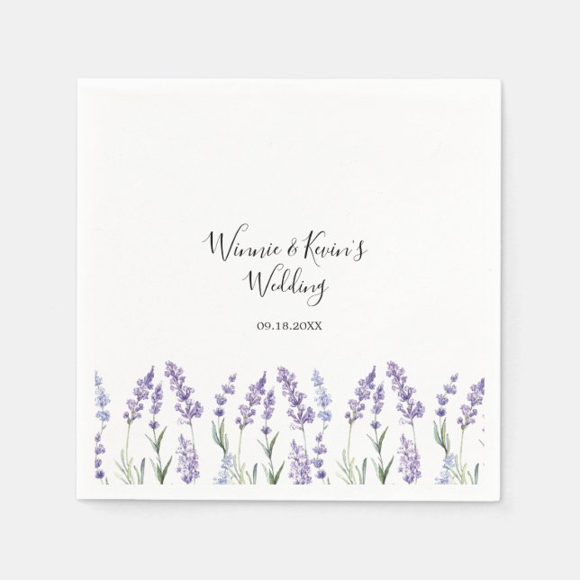Country Lavender Wedding Napkins (Front)