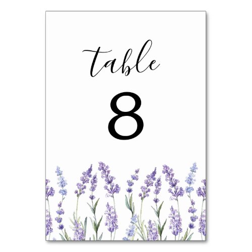Country Lavender  Wedding Table Number