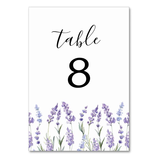 Country Lavender | Wedding Table Number (Front)