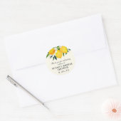 Country Lemon and Flowers Bridal Shower Favor Classic Round Sticker (Envelope)