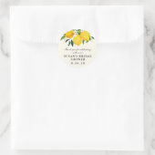 Country Lemon and Flowers Bridal Shower Favor Classic Round Sticker (Bag)