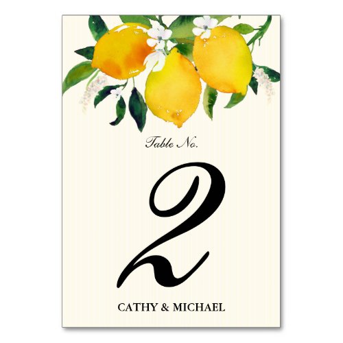Country Lemon and Flowers Table Number