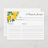 Country Lemon & Flowers, White Recipe Card (Front/Back)