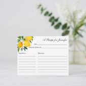 Country Lemon & Flowers, White Recipe Card (Standing Front)